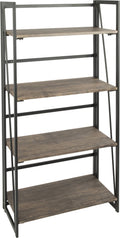 Black Metal and Wood Industrial Bookcase F781326