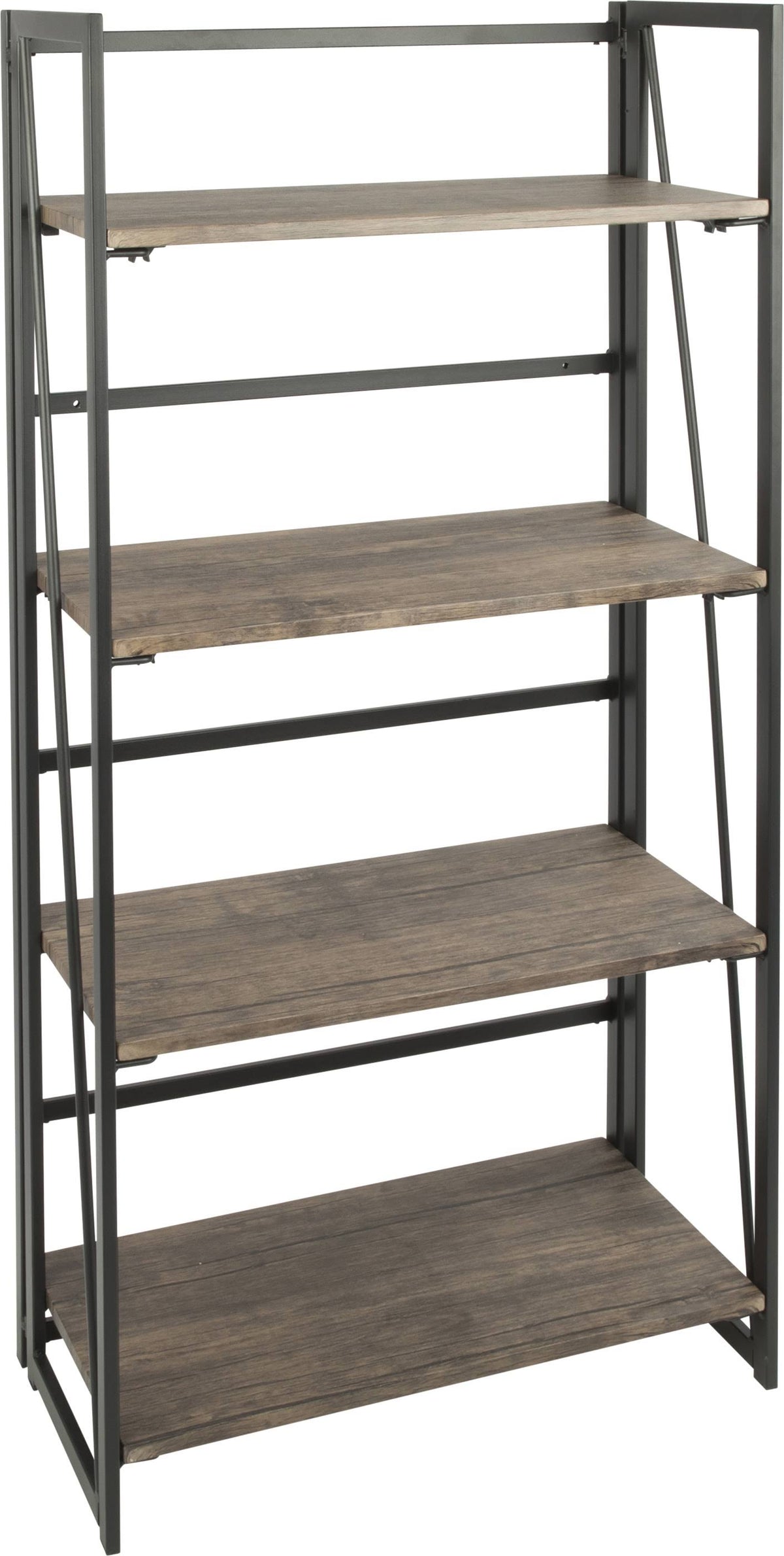 Black Metal and Wood Industrial Bookcase F781326