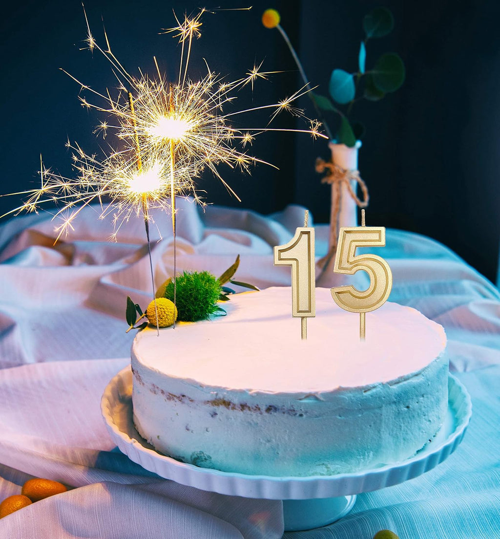 Gold Number 15 Birthday Candles N87419