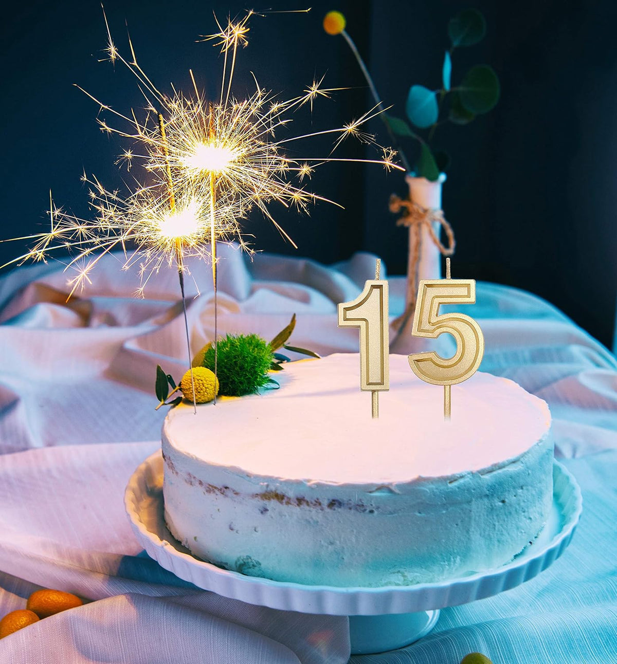 Gold Number 15 Birthday Candles N87419