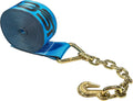 4 Inch x 50 Foot Blue Winch Strap with Chain Extension Pack of 2 L107397
