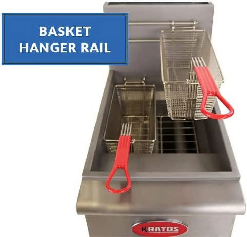 Commercial Gas Floor Fryer, Three Burners, 40 lb. Capacity, Liquid Propane T686940