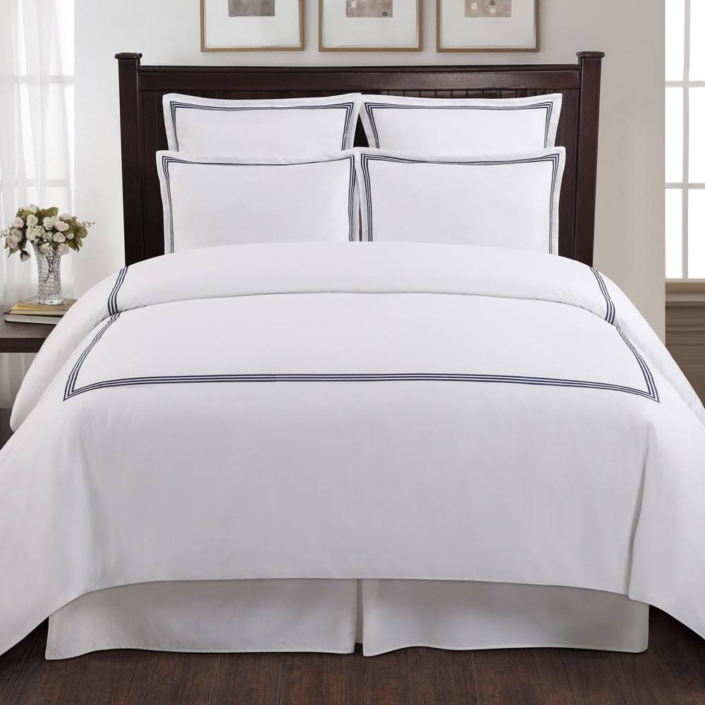 Navy Cotton Sateen 3-Piece Duvet Cover Set M1423