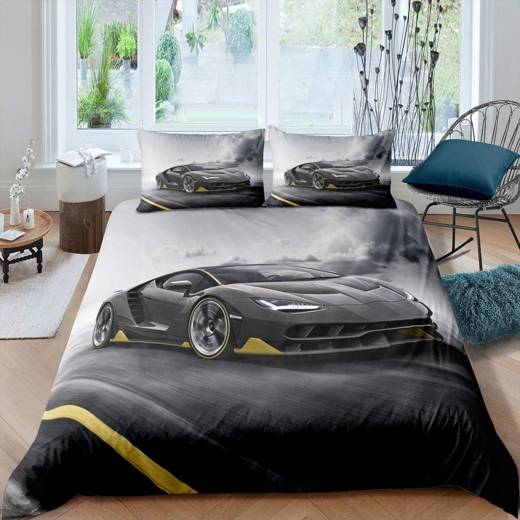 Black White Full Size Kids Football Comforter Cover Bedding Set W335259