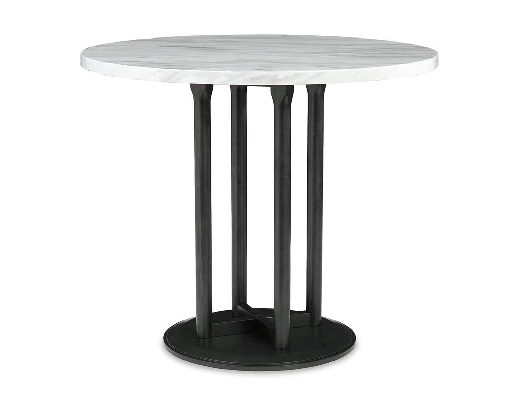 Black & White Faux Marble Round Counter Height Dining Table B119