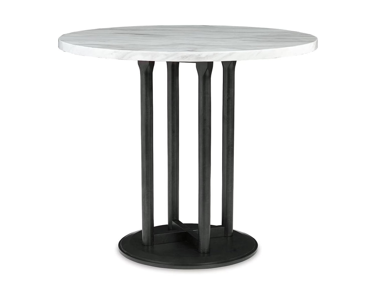 Black & White Faux Marble Round Counter Height Dining Table B119
