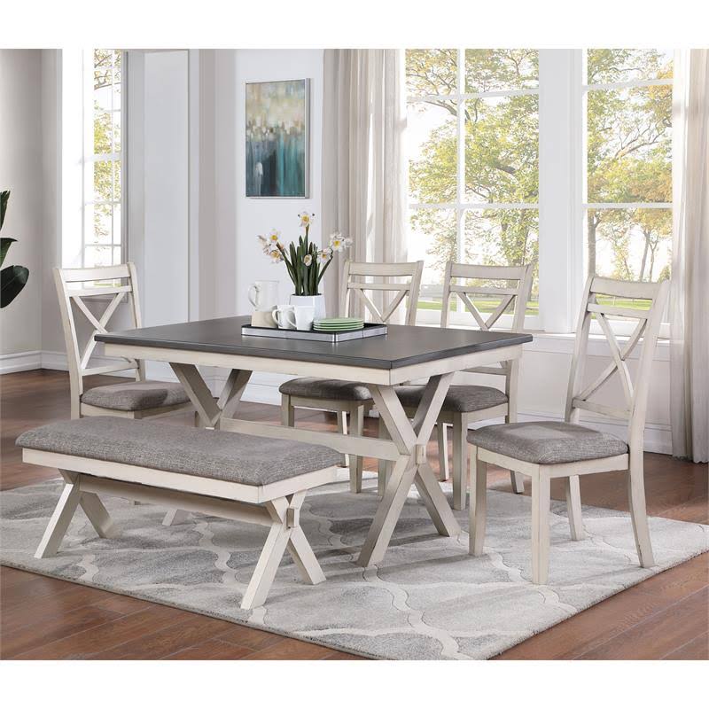 Gray Fabric Padded Dining Bench H388706