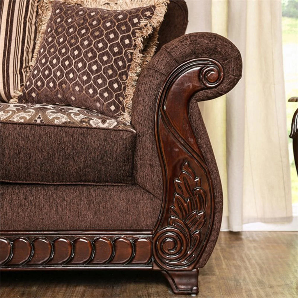 Brown Fabric Upholstered Loveseat N36873