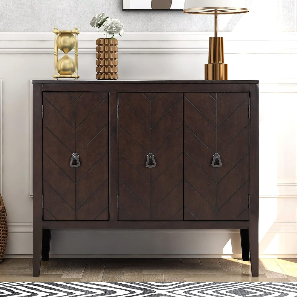 Navy Blue Wood Accent Buffet Sideboard with Doors and Adjustable Shelf B28622