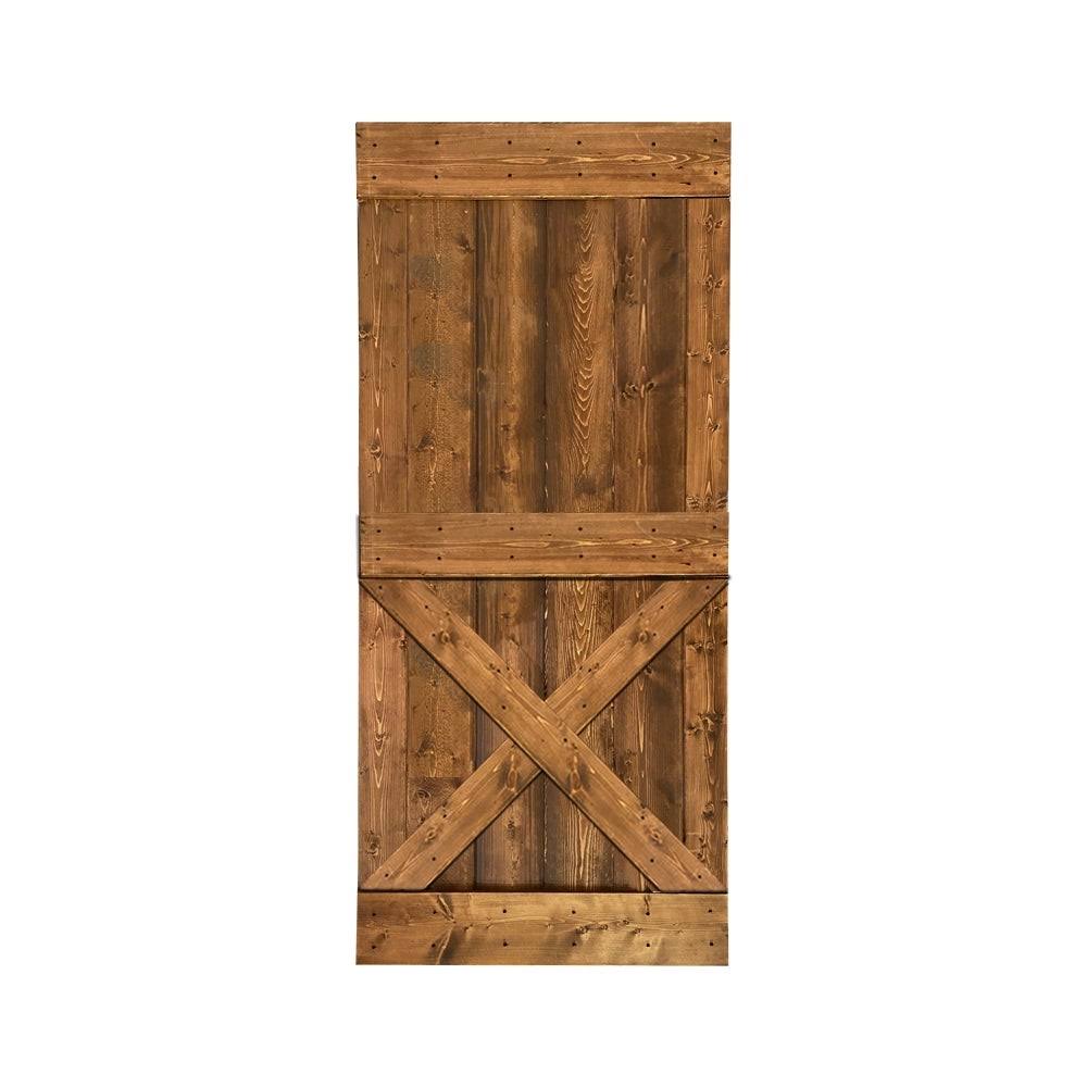 Distressed Colonial Maple Stained Solid Knotty Pine Wood Interior Sliding Barn Door Slab Q217