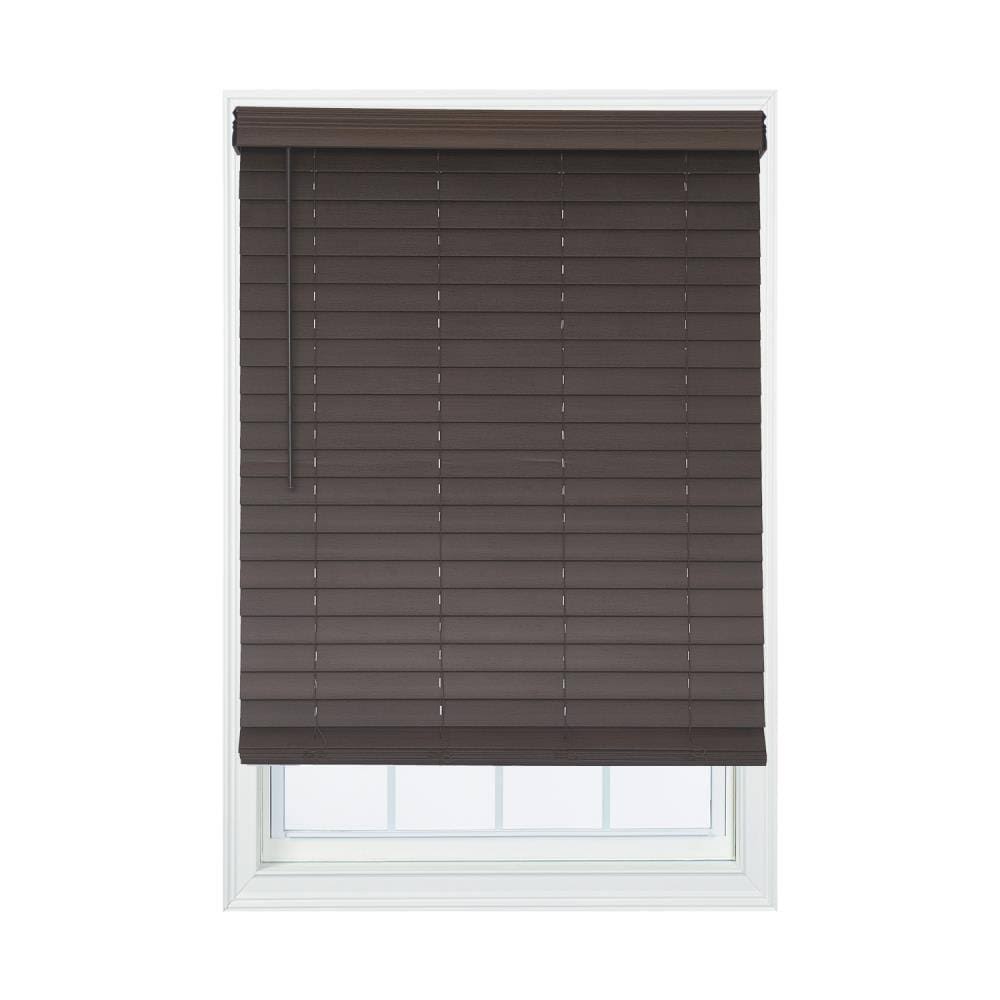 Cordless Brown Faux Wood Room Darkening Horizontal Blinds P373