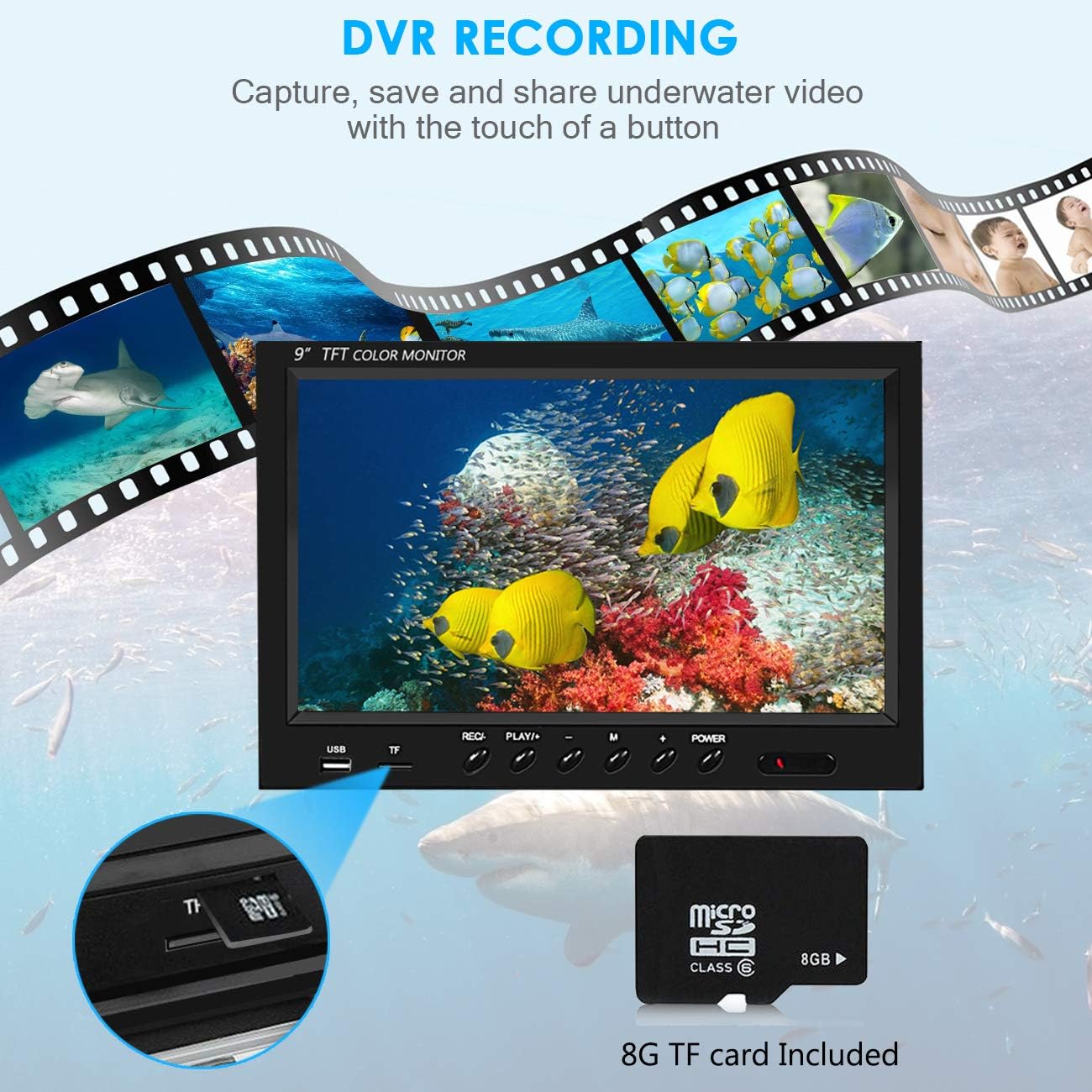 9 inch Color Monitor Underwater Fishing Camera with 30m Cable P61551