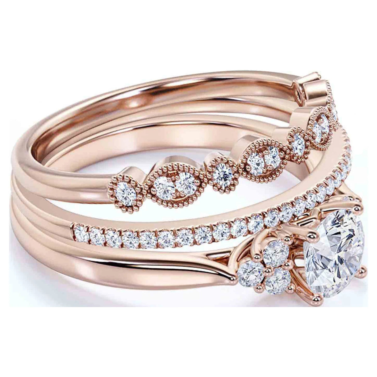 10k Solid Rose Gold Diamond Moissanite Engagement Ring R928310