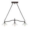 Rustic Black Finish Three Light Island with Clear Glass N803