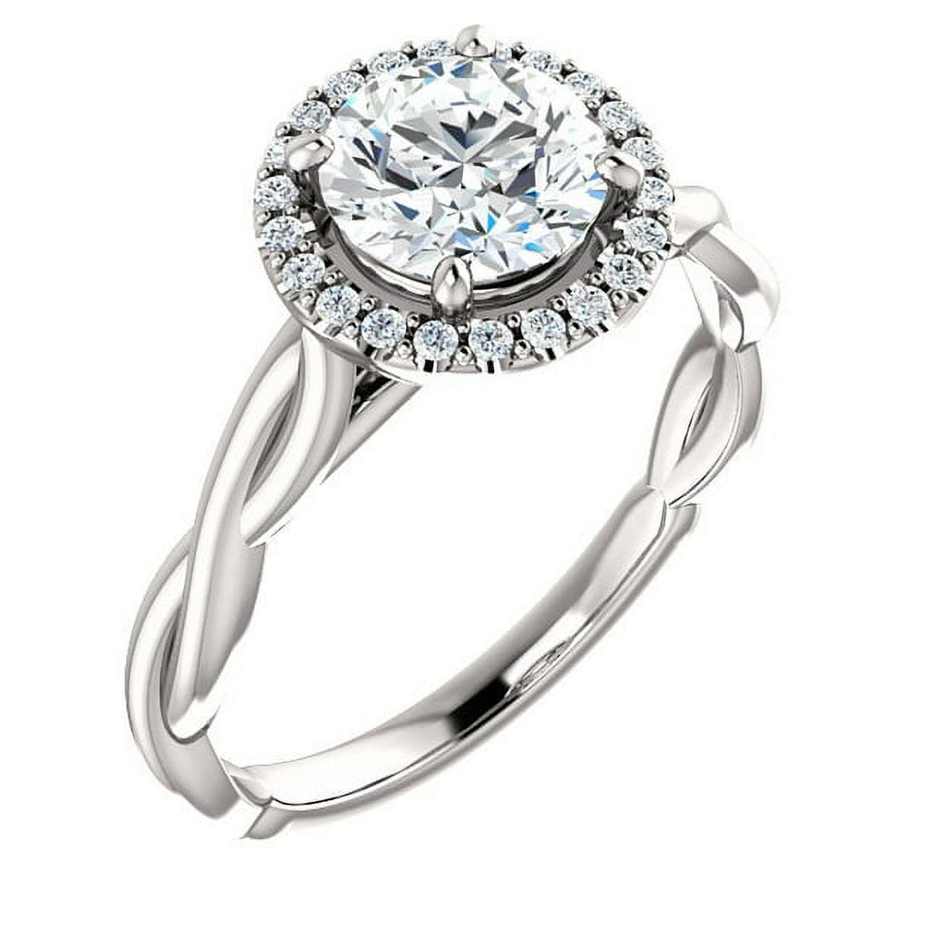 14K White Gold Halo Ring P335