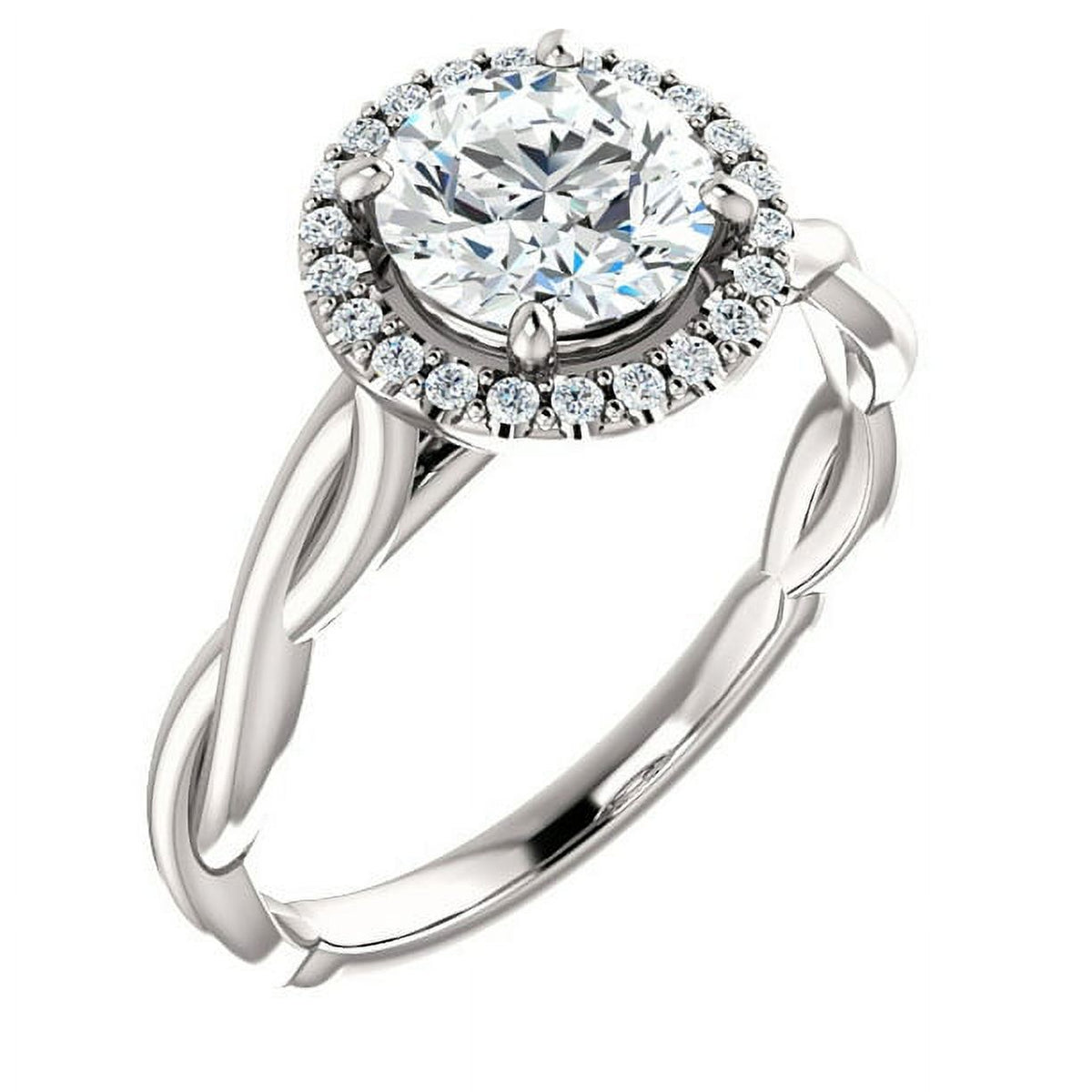 14K White Gold Halo Ring P335