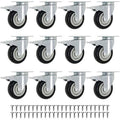 12 Pack Swivel Plate Caster Wheels with Brake, 4 inch Black Polyurethane X509222