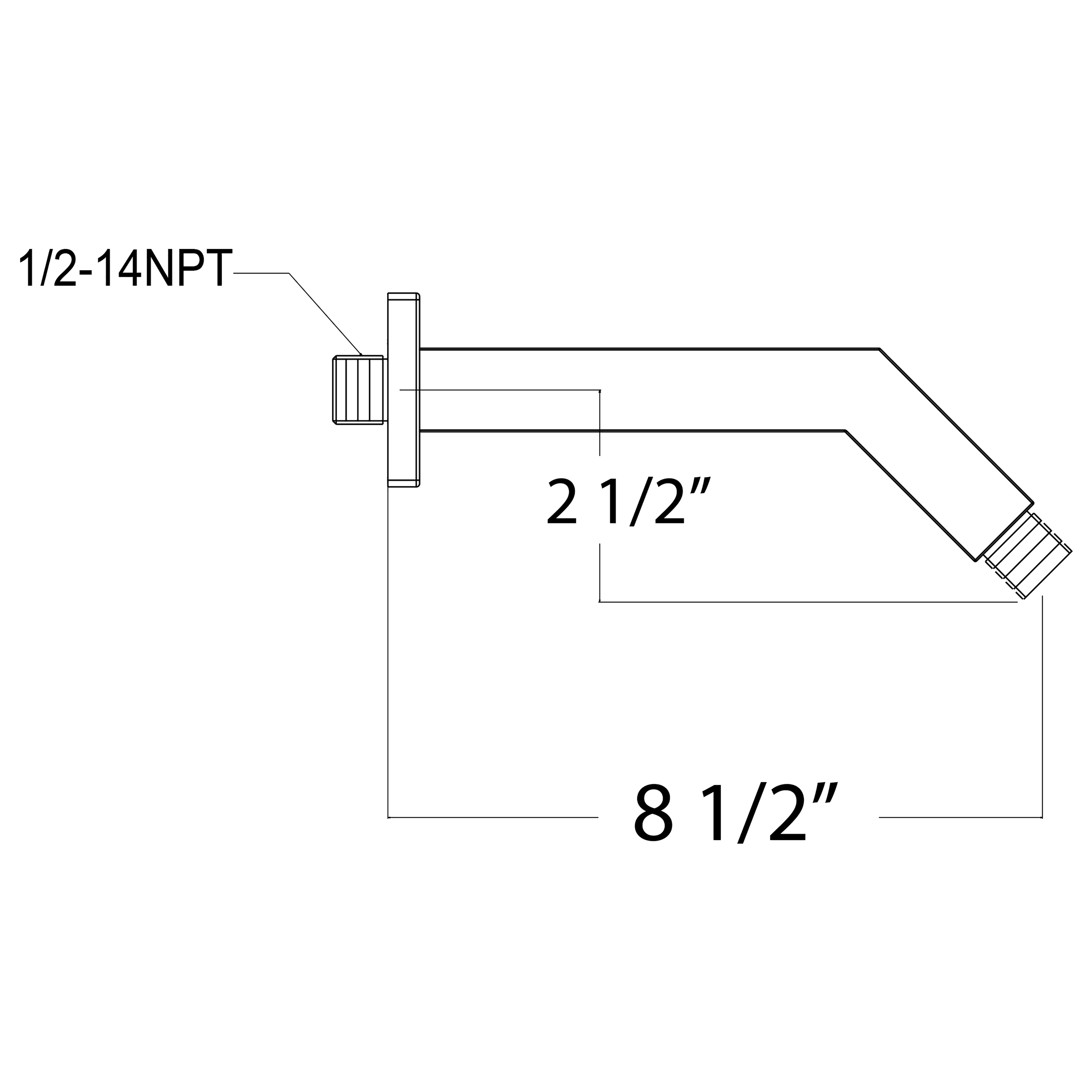 Square Shower Arm and Flange, PVD Satin Brass K362083