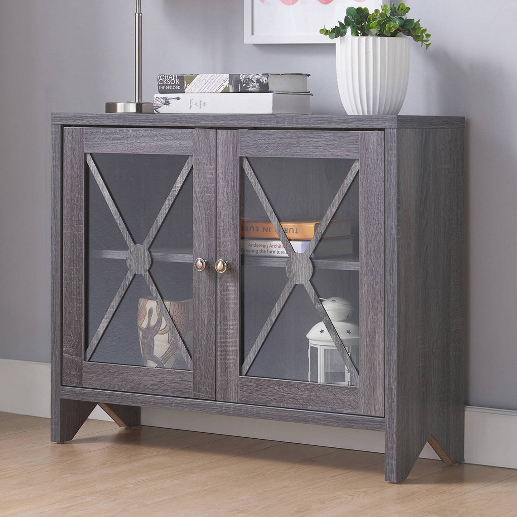 Distressed Gray 1 Shelf Accent Cabinet A723