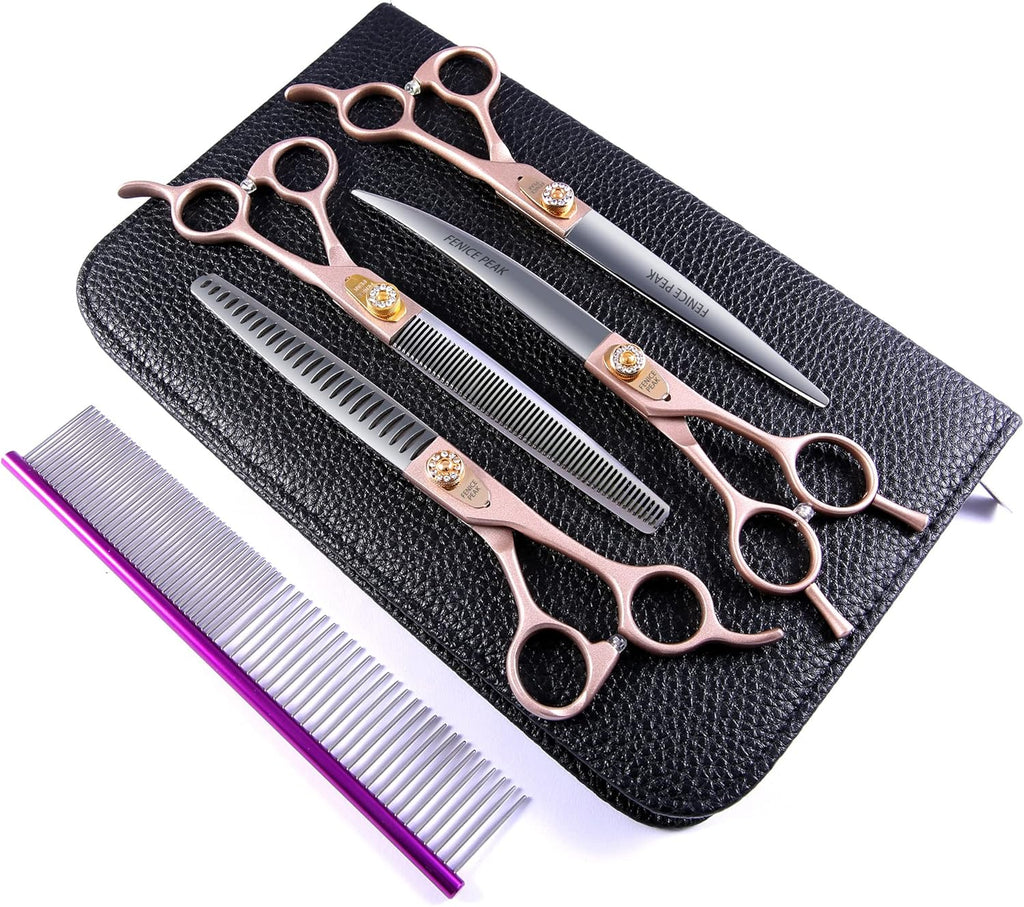 Rose Gold 440C Stainless Steel Dog Grooming Scissors Pack of 2 I92203