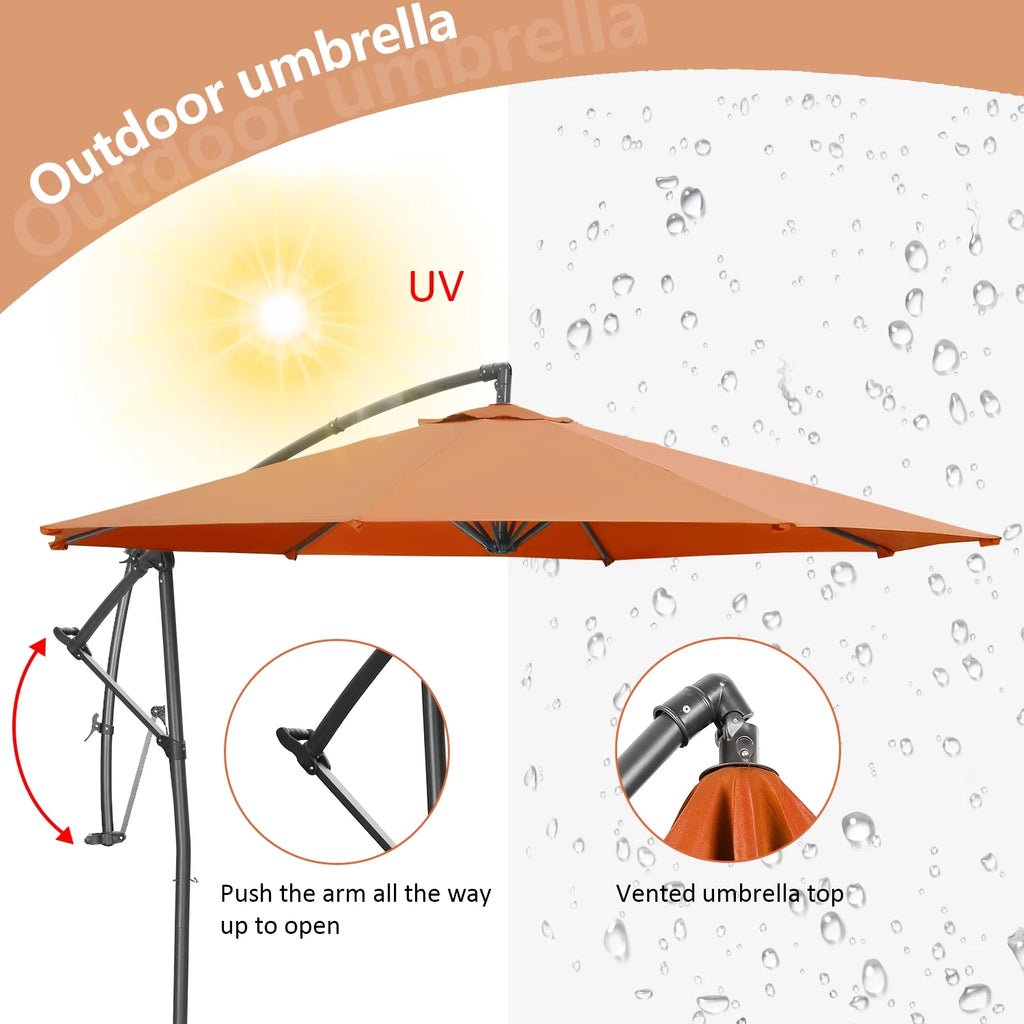 10ft Offset Patio Umbrella with Cross Base T6812