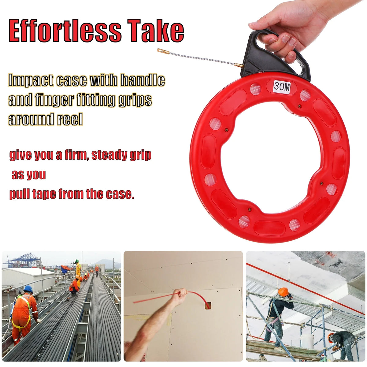 Fiberglass Fish Tape Reel Puller with Impact Case D370373