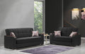 Black Microfiber PU Sofa Bed with Storage H2926