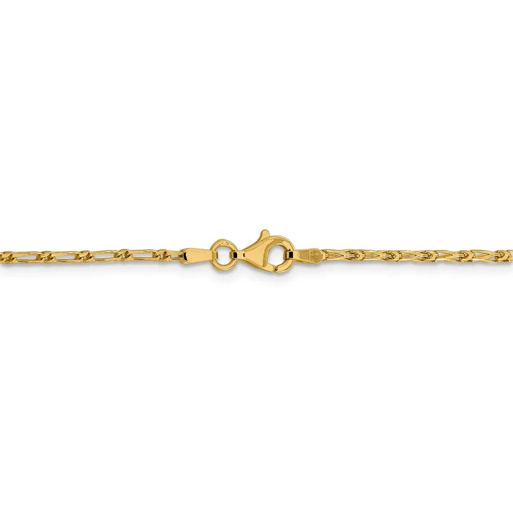 14kt Yellow Gold 1.6mm Diamond Cut Long Link Franco Chain 18 inch U2791