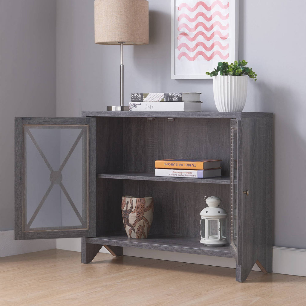 Distressed Gray 1 Shelf Accent Cabinet A723