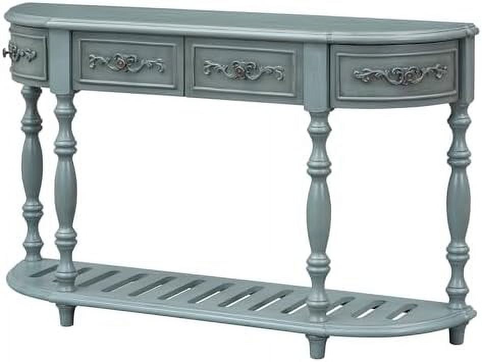 Retro Curved Console Table with 2 Top Drawers and Solid Wooden Frame K1074