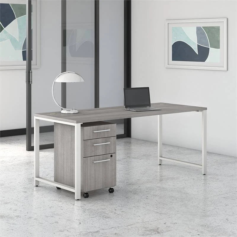 Platinum Gray 72w x 30D Table Desk with 3 Drawer Mobile File Cabinet X577