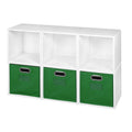 White Wood Grain/Pink 6 Cubes Storage Set with 3 Canvas Bins B693070