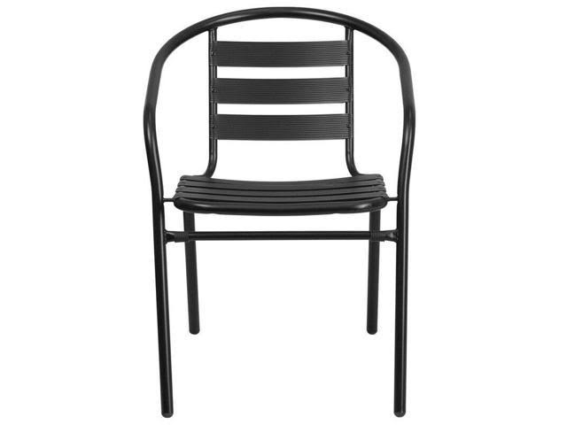 Black Metal Restaurant Stack Chair with Aluminum Slats E510
