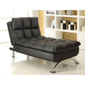 Black Faux Leather Chaise V163