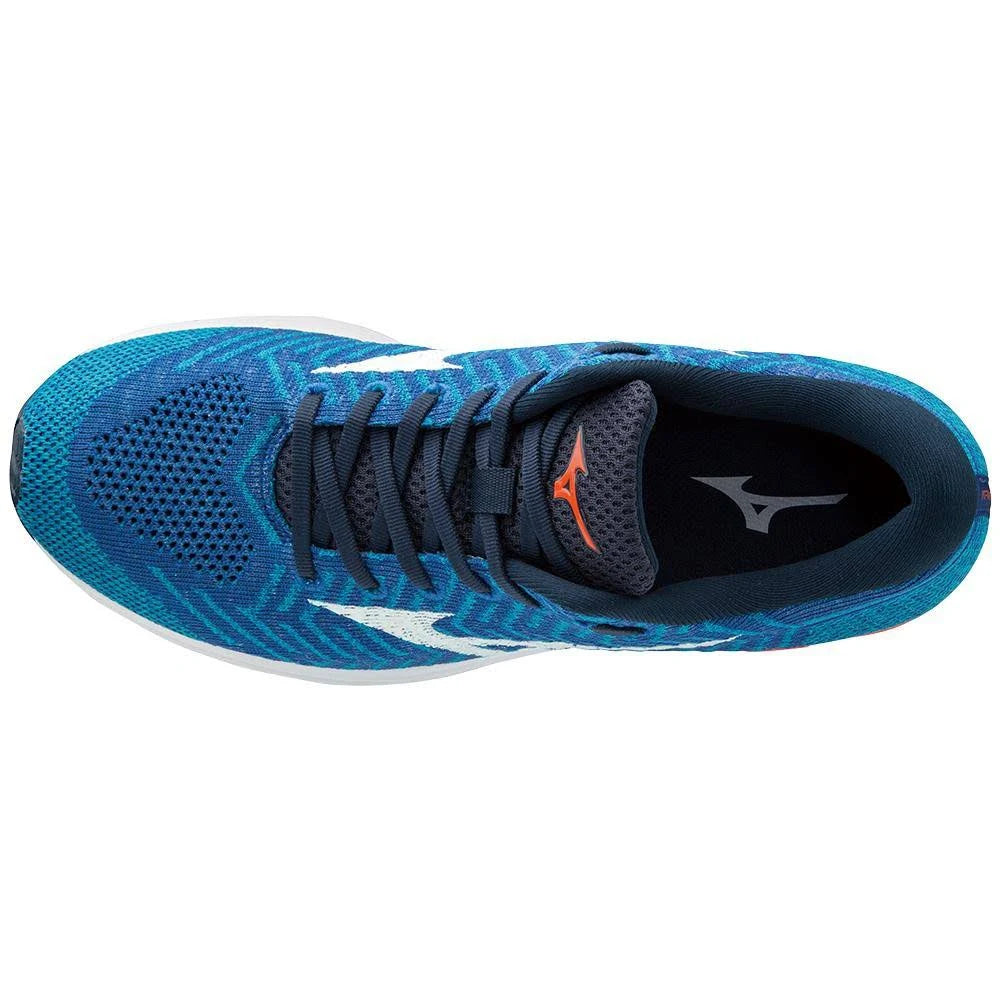 Men's Waveknit R2 Running Shoe, Nautical Blue-Red Orange, Size 8 J81699