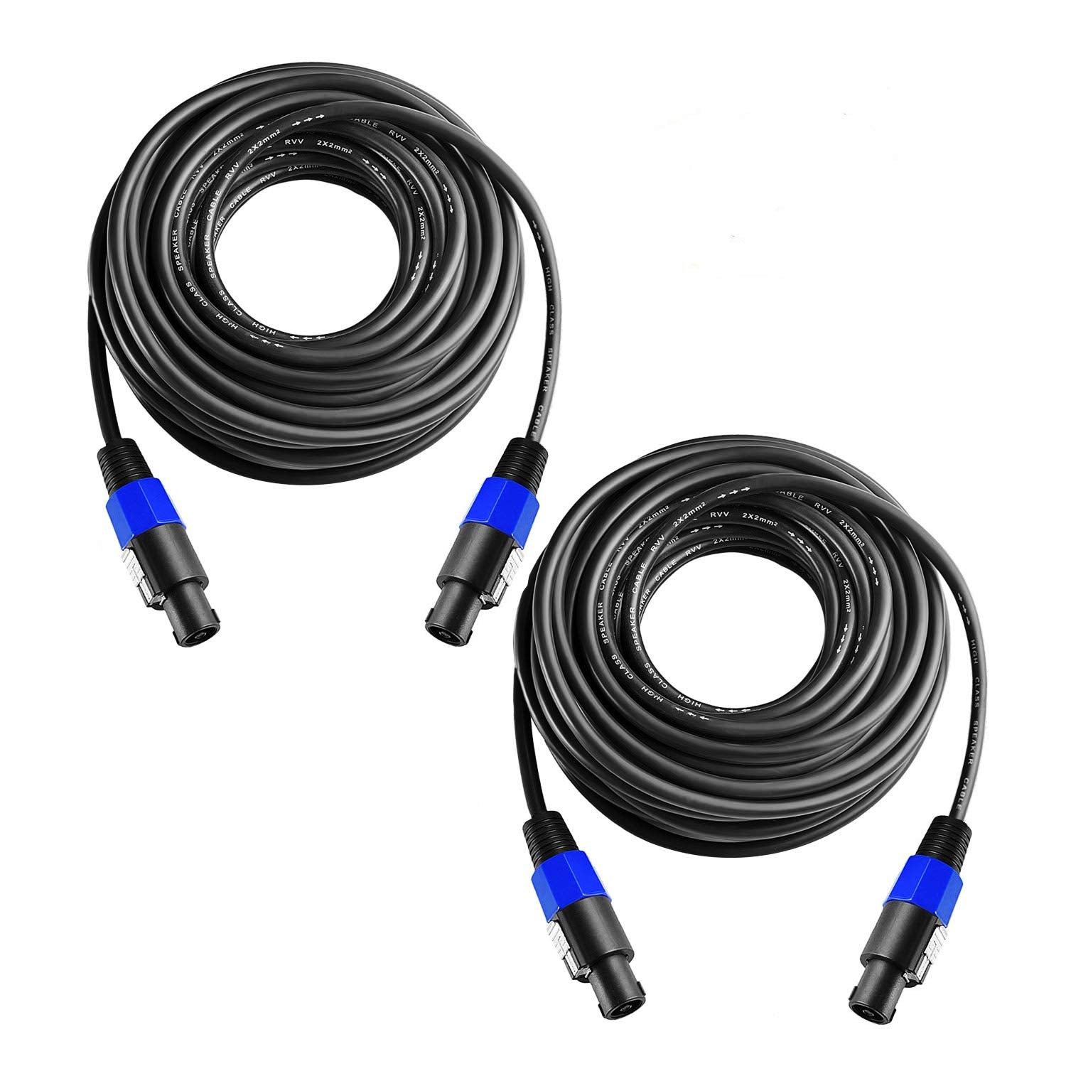 2Pcs 100 Feet Speakon to Speakon Speaker Audio Cable with Twist Lock X84939