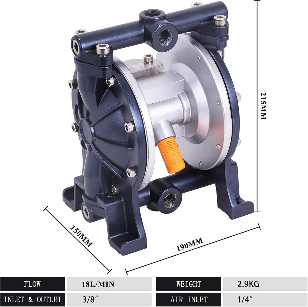 Air-Operated Double Diaphragm Pump 3/8" Inlet & Outlet 1/4" Air Inlet (18L/min) U603