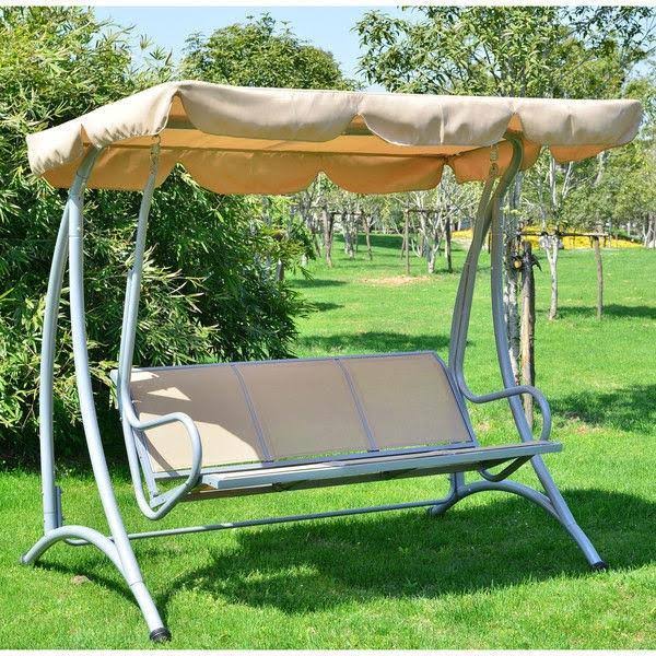 Sand Color 3 Person Outdoor Canopy Swing N3425