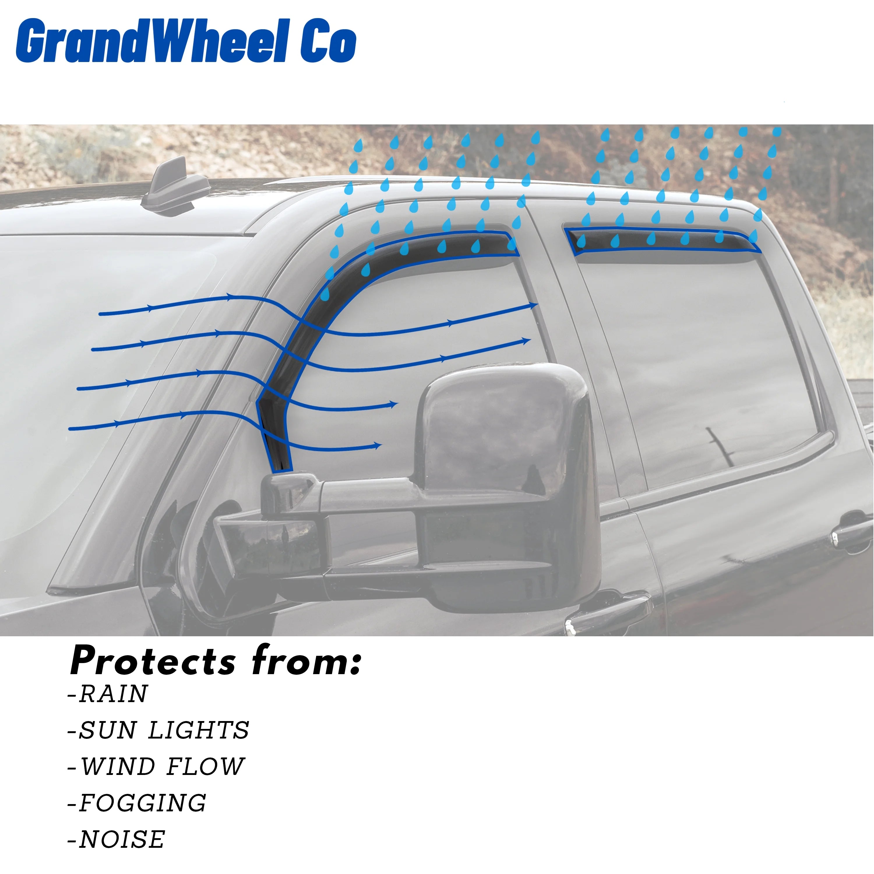 Smoke Tinted In-channel Side Window Vent Visor Deflectors Rain Guards 2pcs M6254