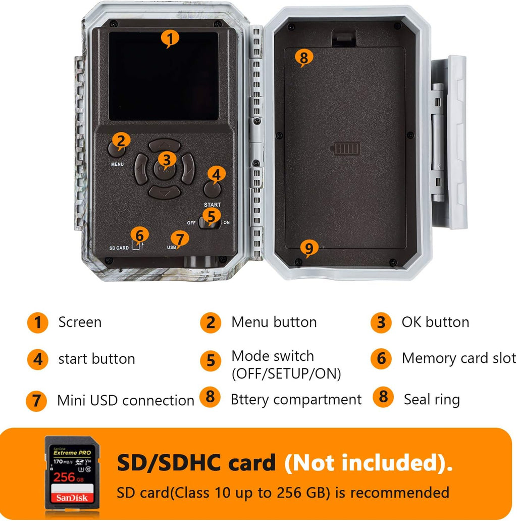 Wireless WiFi Trail Camera 24MP 1296P Night Vision No Glow Motion Activated Waterproof W870