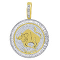 14K Yellow Gold Finish Simulated Diamond Taurus Pendant Charm U469385