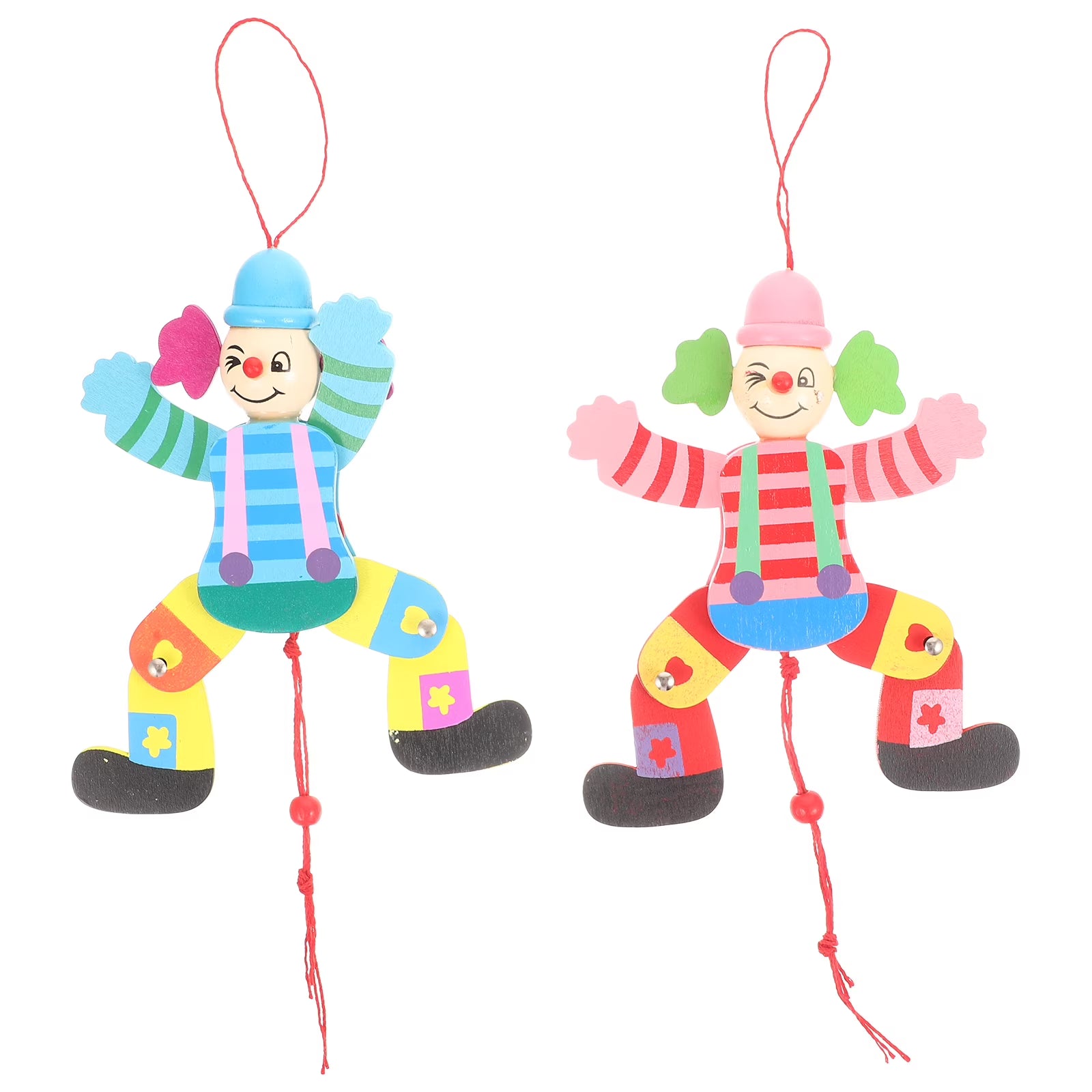 2Pcs Wood Clown Marionette Puppet Toy E520680