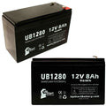 2x Pack Sealed Lead Acid Battery (12V, 8Ah, 8000mAh, F1 Terminal, AGM) with 4 F1 to F2 Terminal Adapters O9586