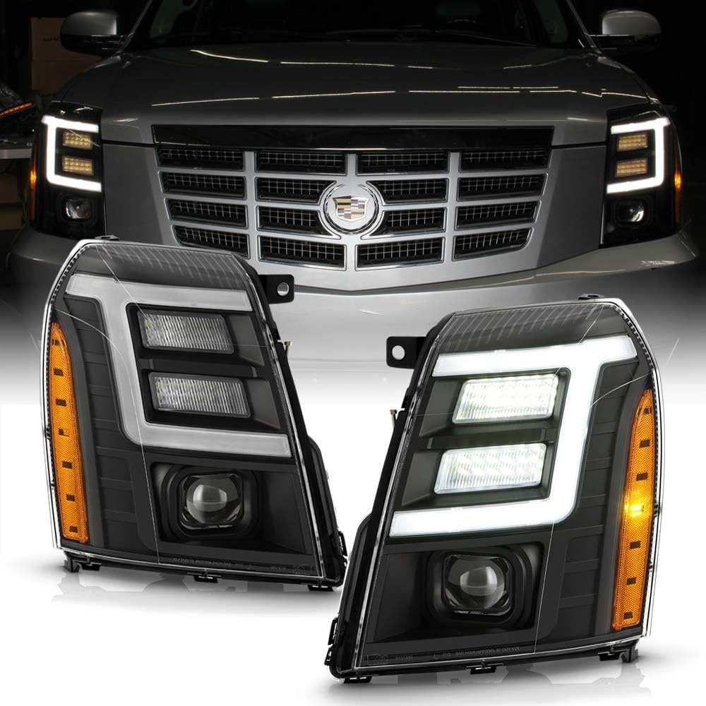 Black Smoked Housing LED Projector Headlights Pair J311