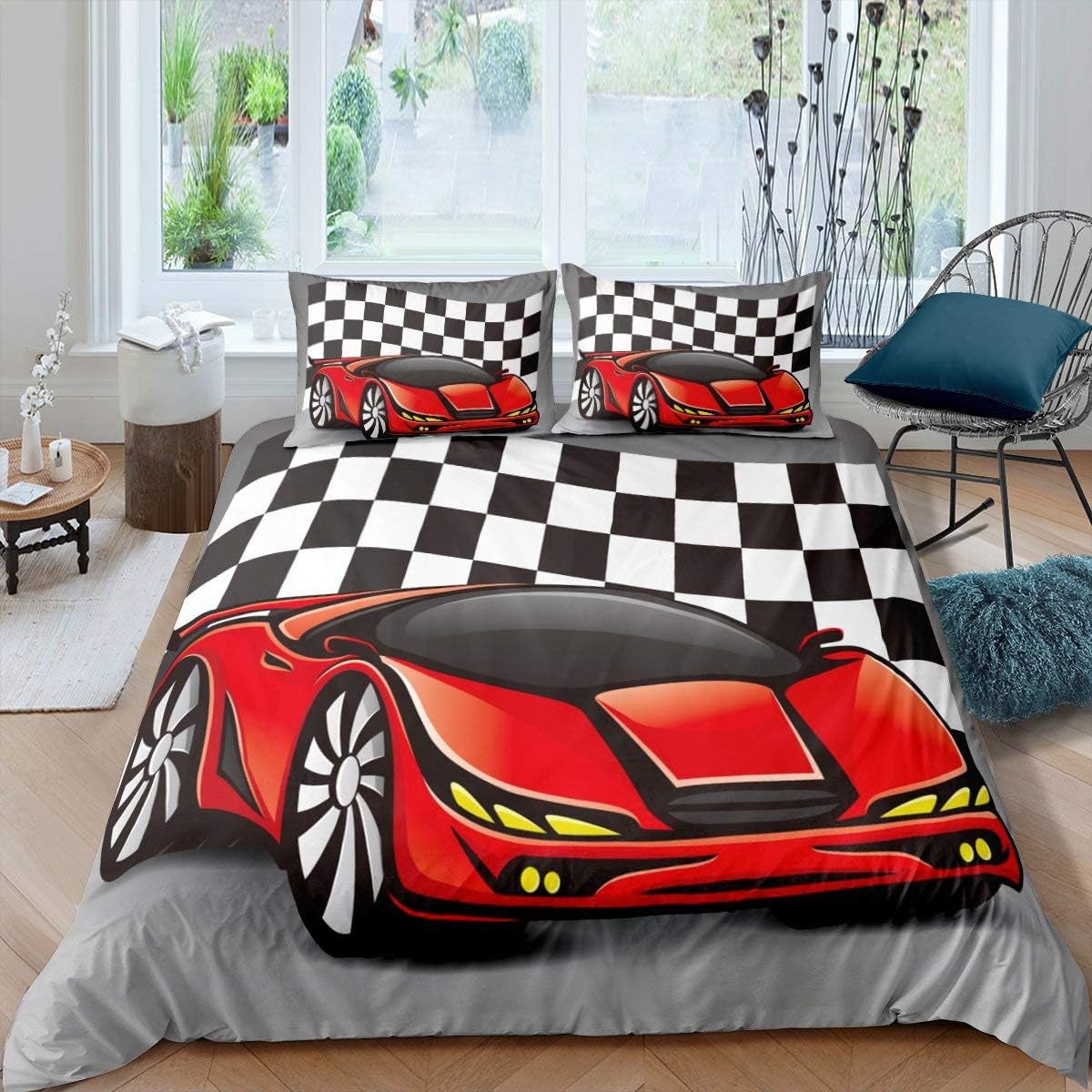 Black White Full Size Kids Football Comforter Cover Bedding Set W335259