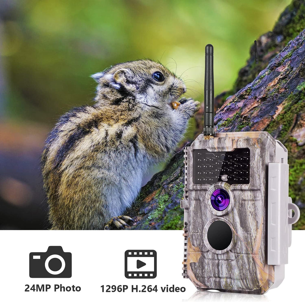 Wireless WiFi Trail Camera 24MP 1296P Night Vision No Glow Motion Activated Waterproof W870