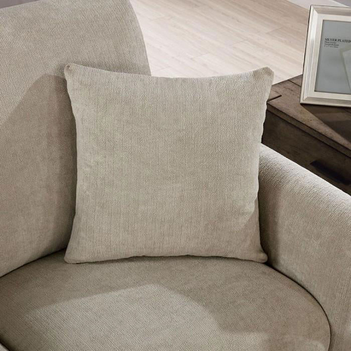 Light Gray Linen-like Fabric Living Room Set 3pcs J935038