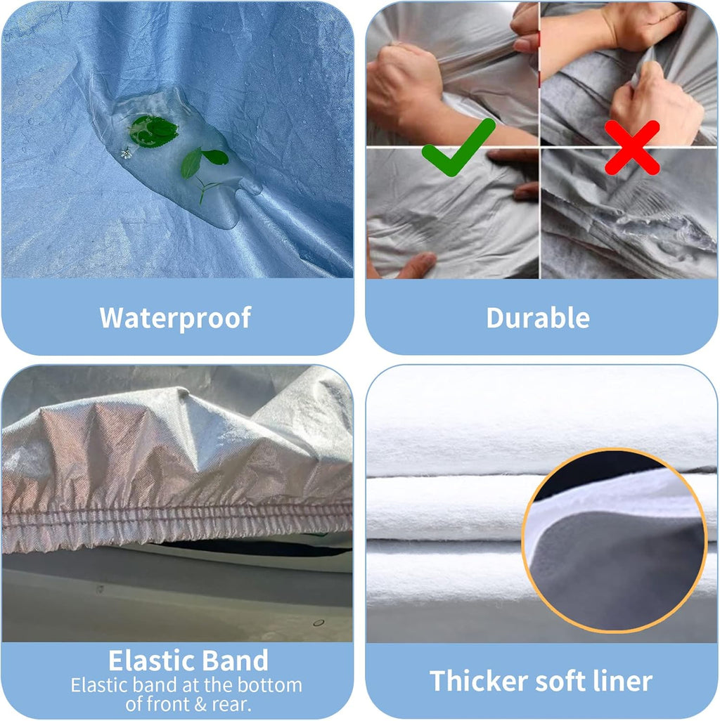 6 Layers Waterproof Cotton Car Cover with Zipper P8411