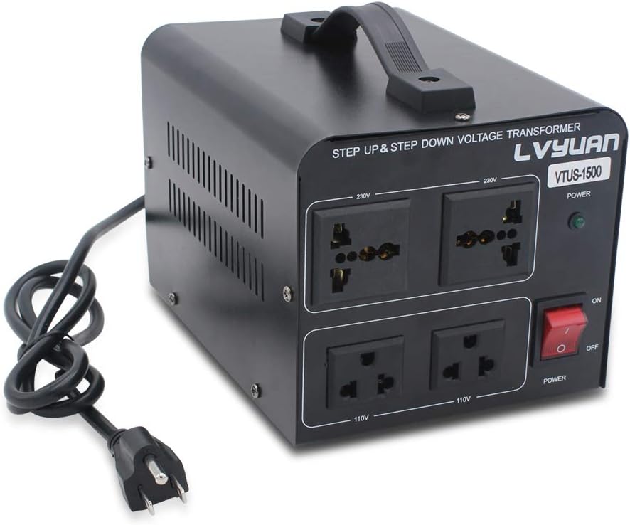 Voltage Transformer Converter 1000 Watt Step Up/Down 110-120 Volt to 220-240 Volt with 2 US outlets, 2 Universal outlets, Circuit Breaker Pack of 2 I663434
