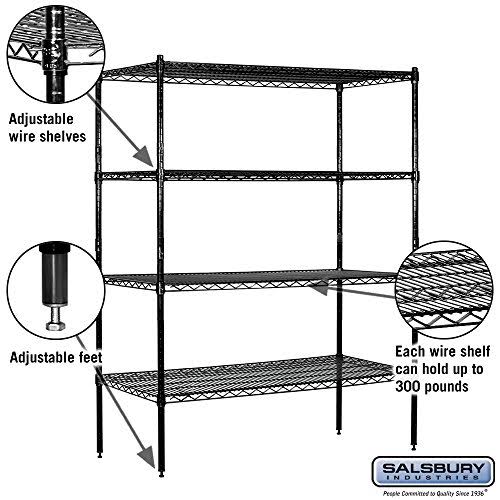 Black 4 Shelf Wire Shelving Unit R30232